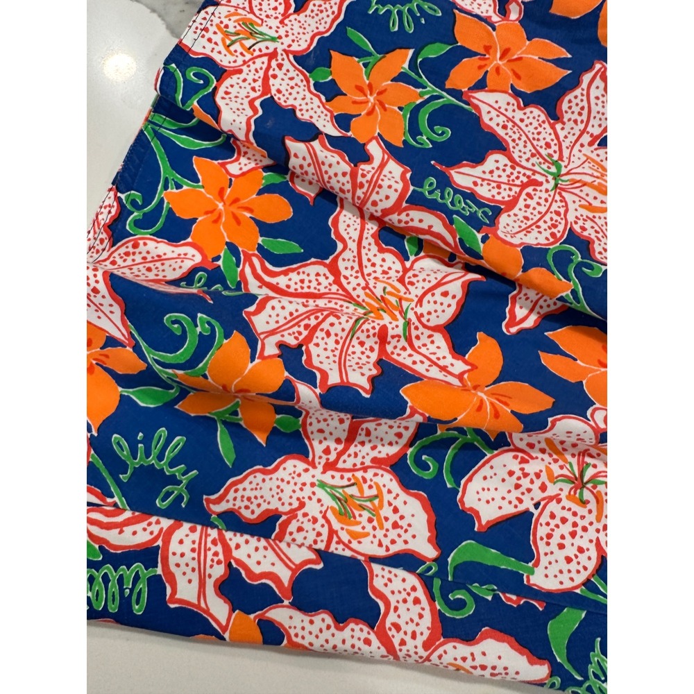 Vintage Lilly Pulitzer The Lilly Floral Wrap Skirt Blue Orange Lily XL W3218 - Picture 2 of 8